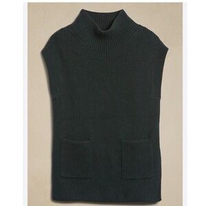 NWT Mock Neck Turtleneck Ribbed Sleeveless Tunic Dark Green Sweater Top Medium